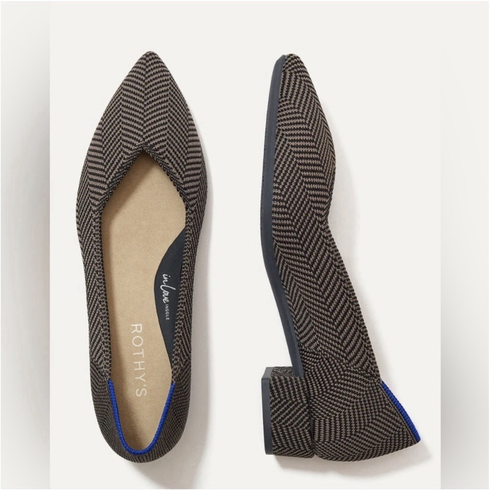 Rothy's The High Point in Sparrow Herringbone Block Heels Women's Shoe Size 8.5